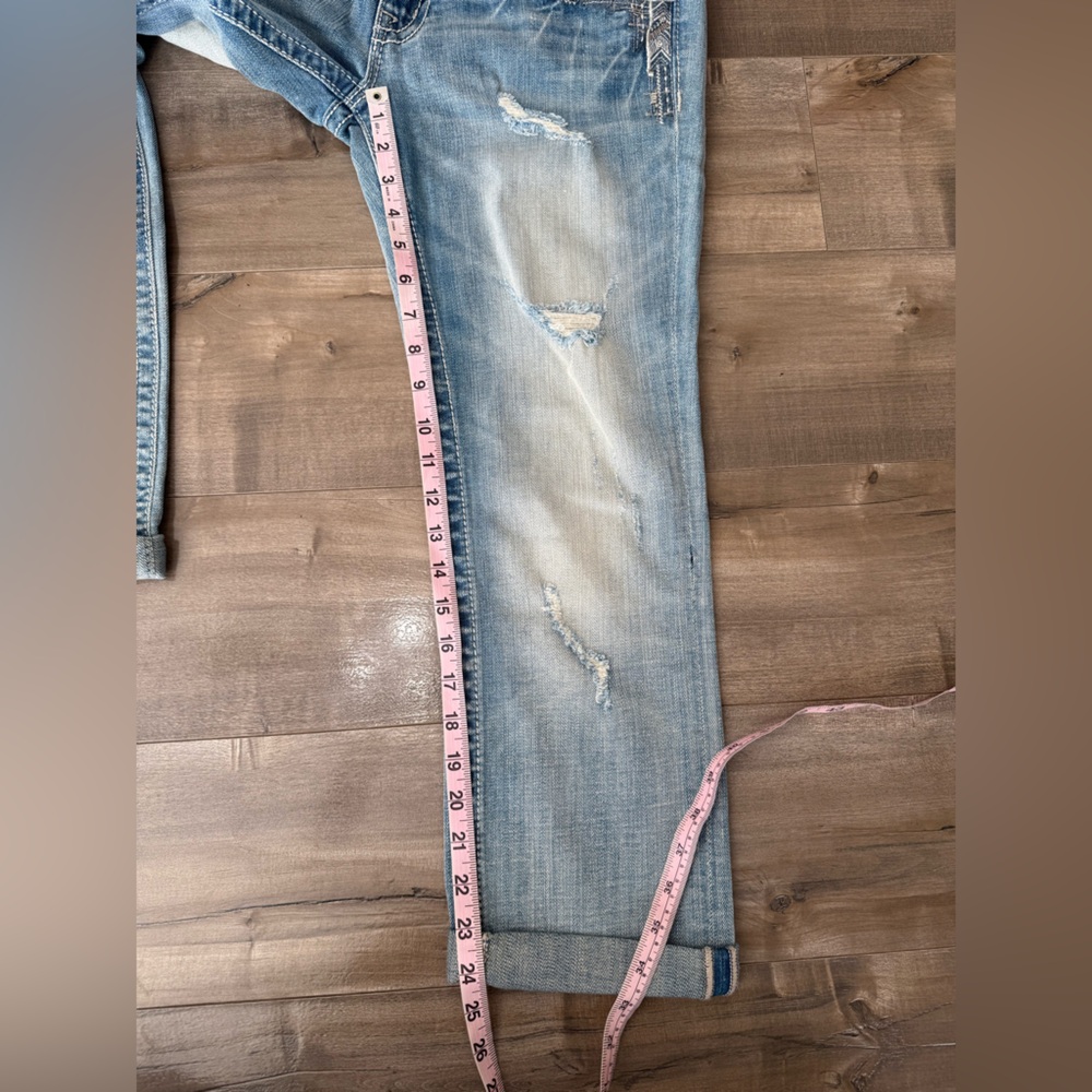 NEW Miss Me Signature‎ Cropped Jeans Women 29 Light JE8089C Stitch Aztec Pocket - Picture 7 of 10